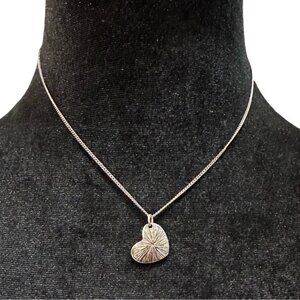 Silver Heart Pendant Necklace With Adjustable Chain For Women